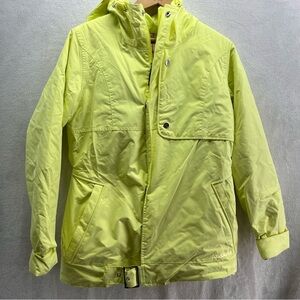 Burton DryRide Neon Green Women Ski Snow Jacket Sz Small Full Zip/Button Y2K